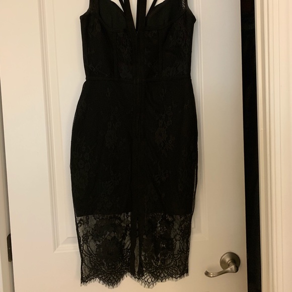 Black lace overlay high neck bodycon dress Size L - Picture 6 of 6